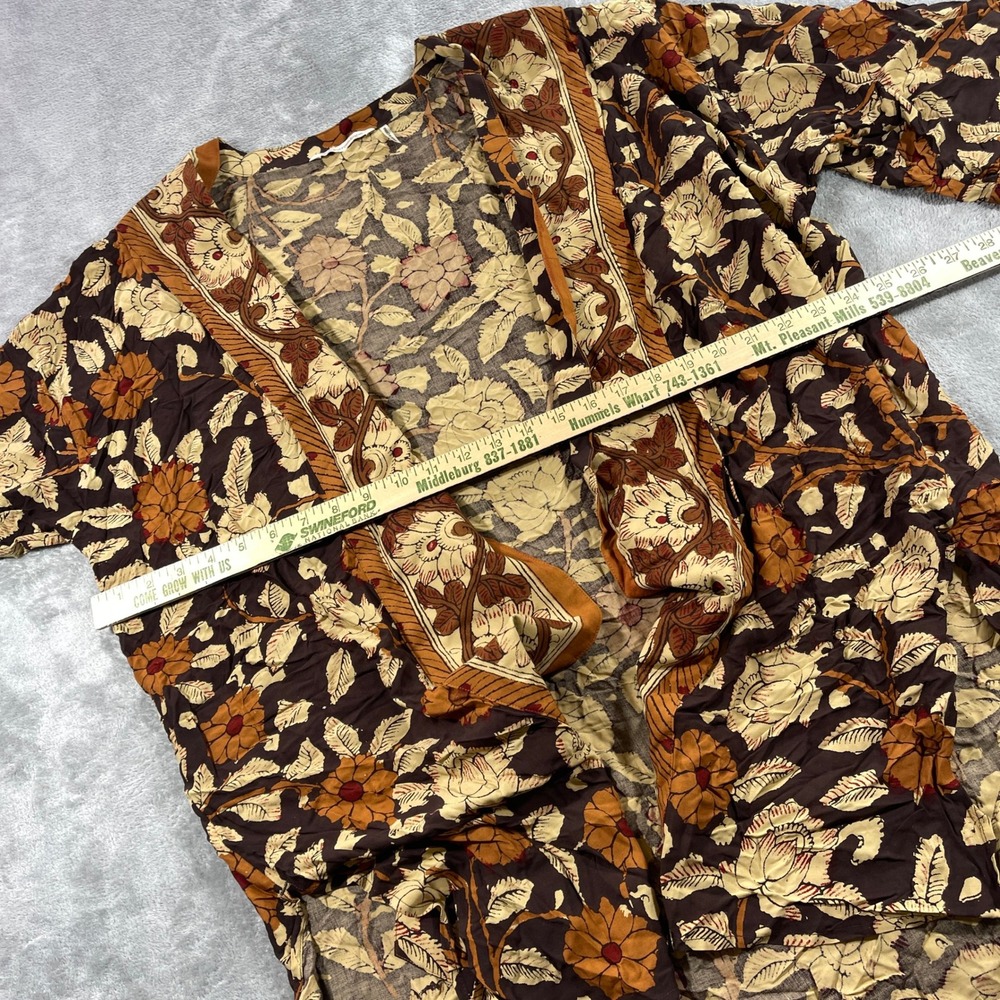 Soft Surroundings Kimono Women L Brown Floral Rayon Open Front Cardigan 29124 - Picture 4 of 9